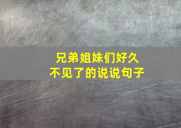 兄弟姐妹们好久不见了的说说句子