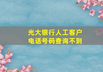 光大银行人工客户电话号码查询不到