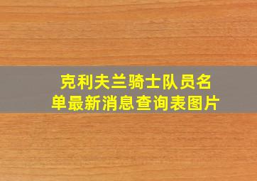 克利夫兰骑士队员名单最新消息查询表图片