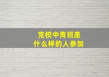 党校中青班是什么样的人参加