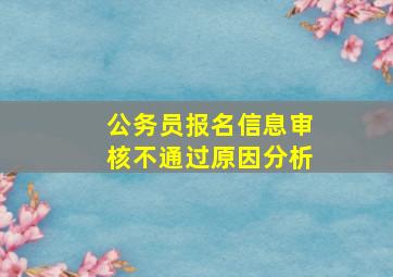 公务员报名信息审核不通过原因分析