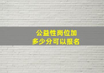 公益性岗位加多少分可以报名