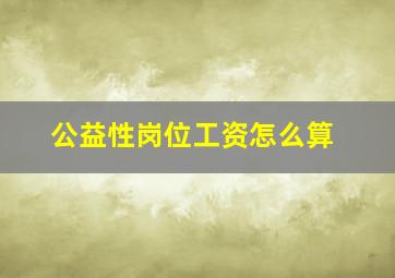 公益性岗位工资怎么算