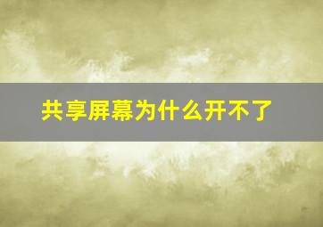 共享屏幕为什么开不了