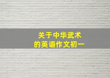 关于中华武术的英语作文初一