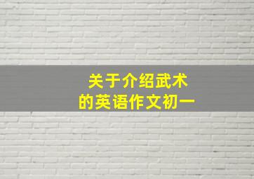 关于介绍武术的英语作文初一