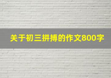 关于初三拼搏的作文800字