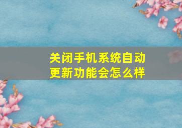 关闭手机系统自动更新功能会怎么样