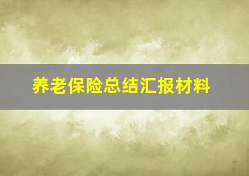 养老保险总结汇报材料