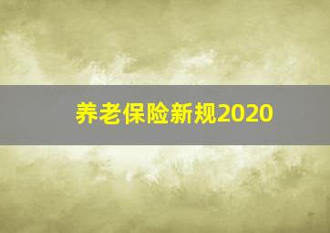 养老保险新规2020