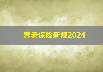 养老保险新规2024