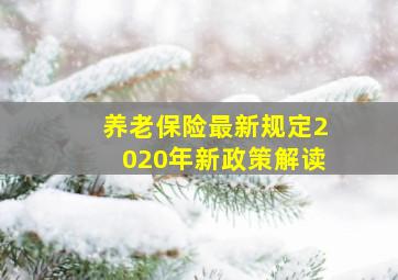 养老保险最新规定2020年新政策解读