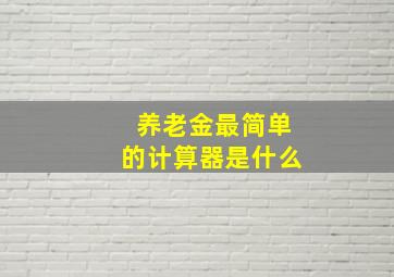 养老金最简单的计算器是什么