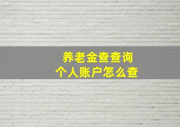 养老金查查询个人账户怎么查