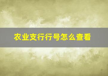 农业支行行号怎么查看