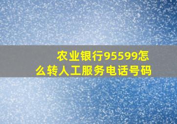 农业银行95599怎么转人工服务电话号码