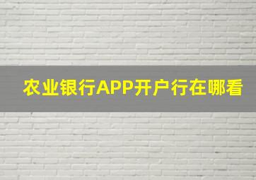 农业银行APP开户行在哪看