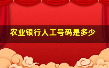 农业银行人工号码是多少