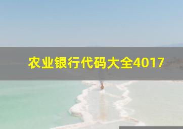 农业银行代码大全4017