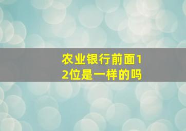 农业银行前面12位是一样的吗