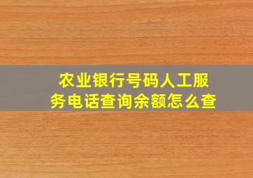 农业银行号码人工服务电话查询余额怎么查