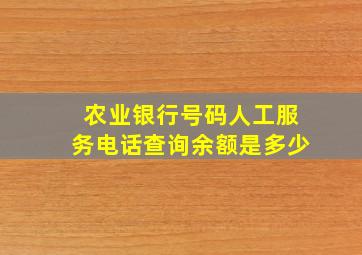 农业银行号码人工服务电话查询余额是多少