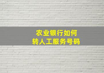 农业银行如何转人工服务号码