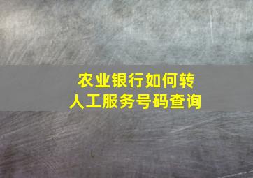 农业银行如何转人工服务号码查询