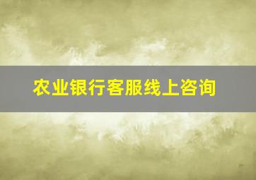 农业银行客服线上咨询