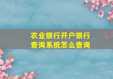 农业银行开户银行查询系统怎么查询