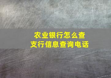 农业银行怎么查支行信息查询电话