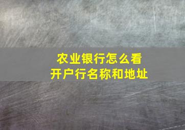 农业银行怎么看开户行名称和地址