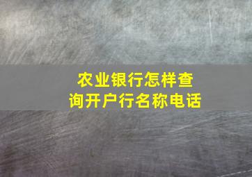 农业银行怎样查询开户行名称电话