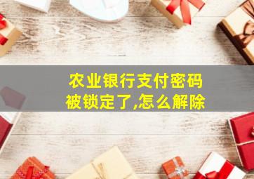 农业银行支付密码被锁定了,怎么解除