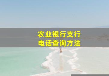 农业银行支行电话查询方法