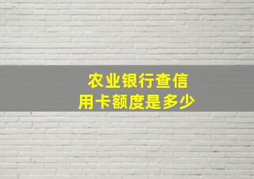 农业银行查信用卡额度是多少