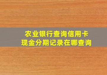 农业银行查询信用卡现金分期记录在哪查询