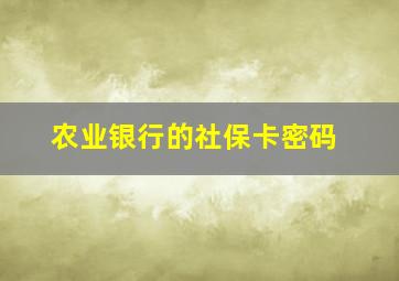 农业银行的社保卡密码