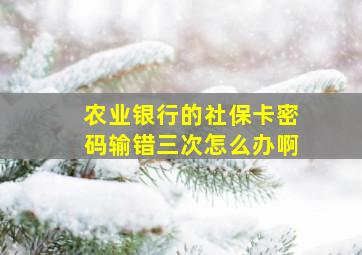 农业银行的社保卡密码输错三次怎么办啊