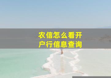 农信怎么看开户行信息查询