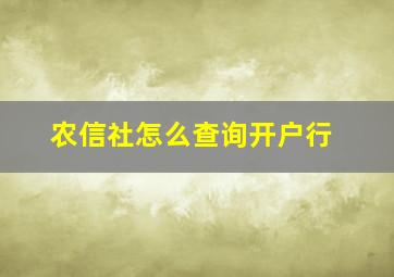 农信社怎么查询开户行