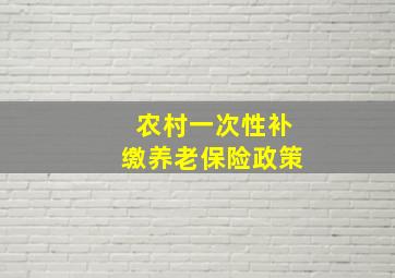 农村一次性补缴养老保险政策