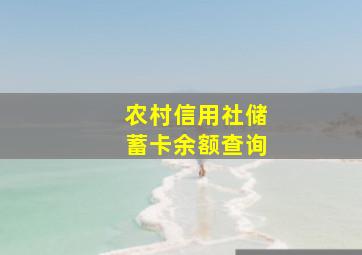 农村信用社储蓄卡余额查询