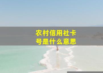 农村信用社卡号是什么意思