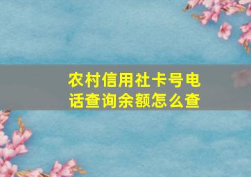 农村信用社卡号电话查询余额怎么查