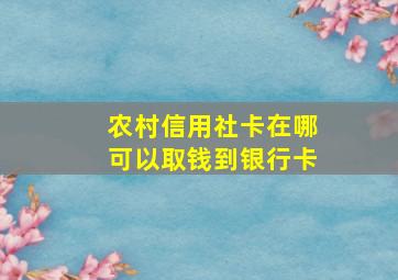 农村信用社卡在哪可以取钱到银行卡