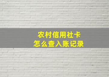 农村信用社卡怎么查入账记录