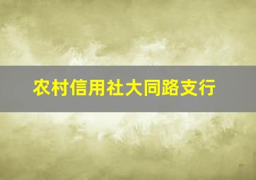 农村信用社大同路支行