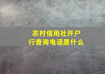 农村信用社开户行查询电话是什么