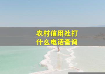 农村信用社打什么电话查询